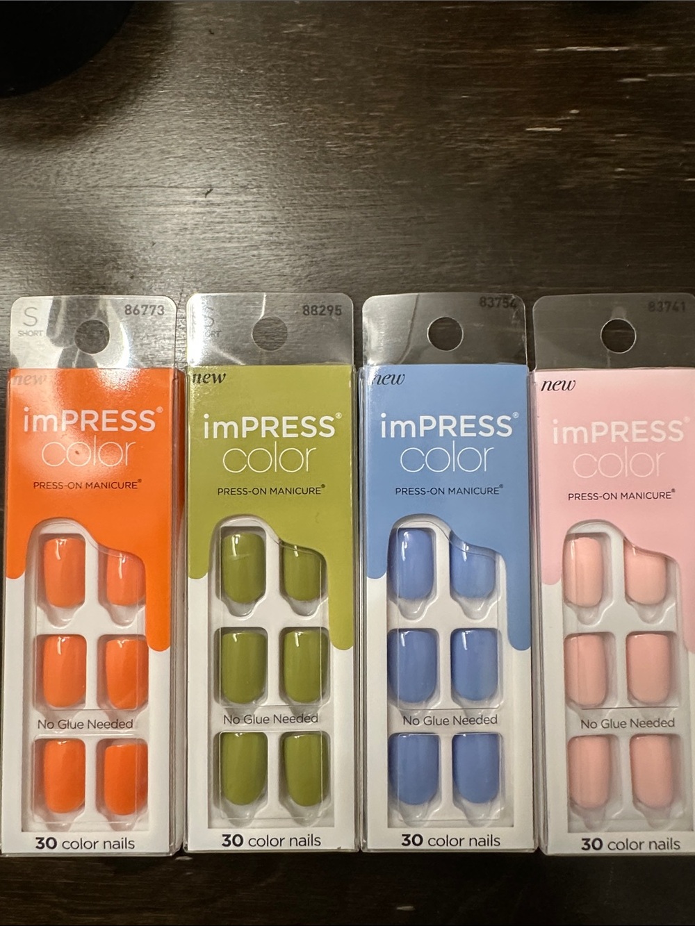 imPRESS Color Press-On Manicure Set — Orange, Olive, Blue, Pink